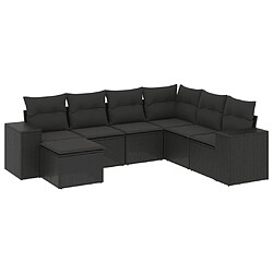 Maison Chic Ensemble Tables et chaises d'extérieur 7pcs avec coussins,Salon de jardin noir résine tressée -GKD920351