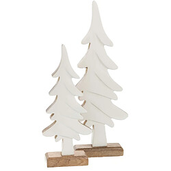 Amadeus Sapins décoratifs en bois de manguier blanc (Lot de 2).