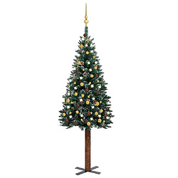 vidaXL Sapin de Noël mince pré-éclairé et boules vert 150 cm