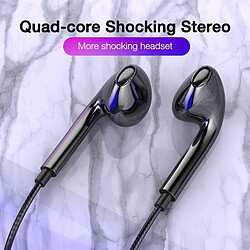 GUPBOO Quad Core 3.5mm Filaire Casque Sport Casque Basse Téléphone Mobile Filaire Stéréo Casque Mic Musical