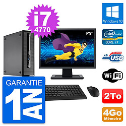 PC HP ProDesk 400 G1 SFF Ecran 19" i7-4770 RAM 4Go Disque 2To Windows 10 Wifi · Occasion 