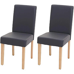 Decoshop26 Lot de 2 chaises de salle à manger synthétique gris mat pieds clairs CDS04458