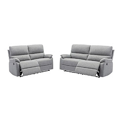 Acheter Vente-Unique Canapé 3 places et 2 places relax électrique en tissu gris clair LUNANO