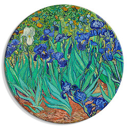 Decoshop26 Tableau rond décoration murale image imprimée cadre en bois à suspendre - Iris de Vincent Van Gogh 40x40 cm 11_0012490 