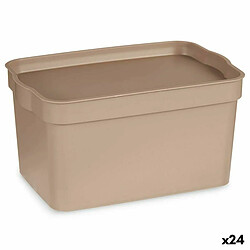 Kipit Boîte de rangement avec couvercle Beige Plastique 2,3 L 13,5 x 11 x 20 cm (24 Unités) 