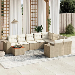 Maison Chic Salon de jardin avec coussins 10 pcs, Ensemble Tables et chaises de jardin, beige résine tressée -GKD190572