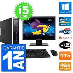 PC HP 8100 SFF Ecran 27" Intel Core i5-650 RAM 4Go Disque 1To Windows 10 Wifi - Occasion