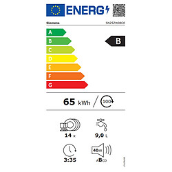 Lave-vaisselle 60cm 14 couverts 40db blanc - SN25ZW08CE - SIEMENS