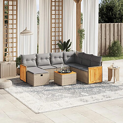 vidaXL Salon de jardin avec coussins 8pcs mélange beige résine tressée 