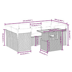 Avis vidaXL Salon de jardin avec coussins 7 pcs gris résine tressée