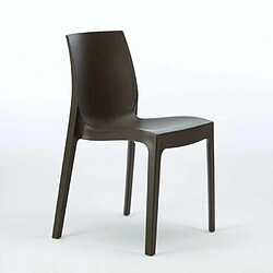 Avis 22 Chaises Rome Grand Soleil en polypropylène empilables pour bar et café, Couleur: Marron