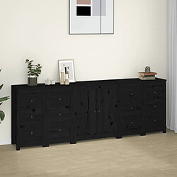 vidaXL Buffet Noir 230x35x80 cm Bois massif de pin