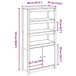 vidaXL Buffet haut Gris 80x35x154 cm Bois massif de pin pas cher