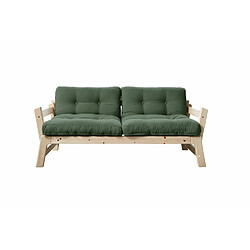 Inside 75 Banquette convertible futon STEP pin massif coloris vert olive couchage 70*200 cm.