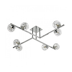 Luminaire Center Plafonnier Taghrid Chrome poli,verre 8 ampoules 20cm