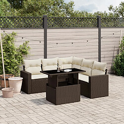 vidaXL Salon de jardin avec coussins 6 pcs marron résine tressée