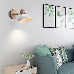 Stoex 2X Ø15CM Applique Murale Rétro Moderne Applique Murale en Bois Et Métal Lampe Murale Simple, Angle Réglable, Pour Salon, Chambre À Coucher Blanc E27