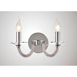 Luminaire Center Applique murale Elena avec interrupteur 2 Ampoules chrome poli/cristal