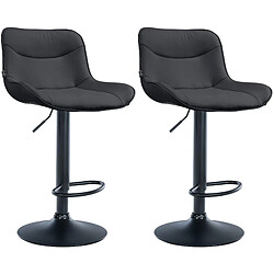 Non Lot de 2 tabourets de bar Vonore simili cuir noir