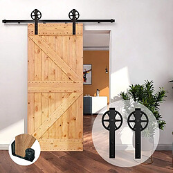 6FT/183cm Quincailleri Kit de Rail pour Porte Coulissante de Grange en Bois 6FT/183cm Quincailleri Kit de Rail pour Porte Coulissante de Grange en Bois, Ensemble Industriel pour Porte Suspendue Noir avec Roulettes et Rail