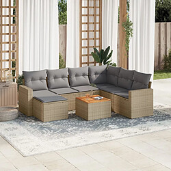 vidaXL Salon de jardin avec coussins 8pcs mélange beige résine tressée 