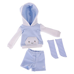 capuche oreille chat mignon haut pantalon bas tenue pour 1/6 bjd sd msd dod bleu