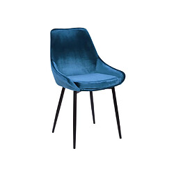 Avis Vente-Unique Lot de 6 chaises - Velours et métal noir - Bleu nuit - MASURIE