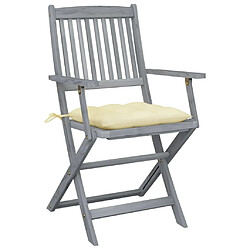 Maison Chic Lot de 2 Chaises pliables d'extérieur avec coussins | Chaises de jardin | Fauteuil Relax Bois d'acacia -GKD65370