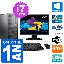 PC Tour HP ProDesk 600 G1 Ecran 22" i7-4770 RAM 32Go Disque 1To Windows 10 Wifi - Occasion