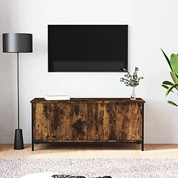 vidaXL Meuble TV avec portes chêne fumé 102x35x45 cm bois d'ingénierie 