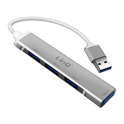 Adaptateur Hub USB vers 4x Ports USB Compact et Robuste LinQ - Gris