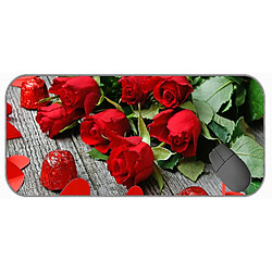 Universal (750x300x3) Grande souris avec un tissu à texture premium, une rose de la Saint-Valentin de coeur