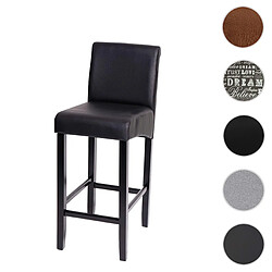 Mendler Tabouret de bar HWC-C33, tabouret de comptoir, bois ~ noir mat, pieds foncés, similicuir 