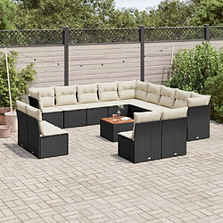 Maison Chic Salon de jardin avec coussins 14 pcs, Ensemble Tables et chaises de jardin, noir résine tressée -GKD566324