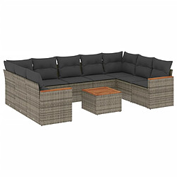 Maison Chic Salon de jardin avec coussins 10 pcs, Ensemble Tables et chaises de jardin, gris résine tressée -GKD838681