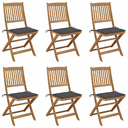 Maison Chic Lot de 6 Chaises pliables de jardin avec coussins - Fauteuil d'extérieur Bois d'acacia -MN12428