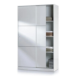 Armoire avec 2 portes coulissantes coloris blanc - Dim : L 200 x H120 x P 50 cm -PEGANE-