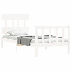 Acheter Maison Chic Cadre/structure de lit avec tête de lit pour adulte - Lit Moderne Chambre blanc simple bois massif -MN82873