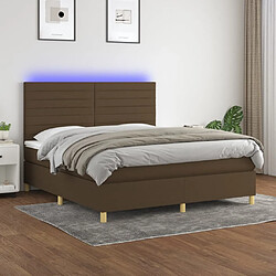 vidaXL Sommier à lattes de lit matelas et LED Marron foncé 160x200 cm 