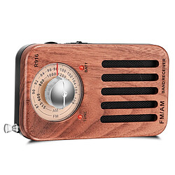 Universal Radio portable AM/FM, radio de poche en bois de cerisier rétro avec réception optimale, casque Jack, 2 piles AA |(brun)