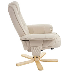 Avis Decoshop26 Fauteuil relax en synthétique crème pied en bois siège pivotant FAL04029