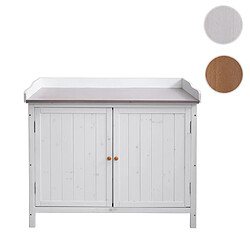 Mendler Armoire de jardin avec plan de travail HWC-L69 Outdoor sapin bois MVG 86x99x56cm, blanc 