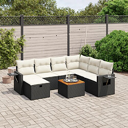 vidaXL Salon de jardin 8 pcs avec coussins noir résine tressée