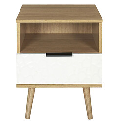 The Home Deco Factory Table de chevet Sven avec 1 tiroir - L. 35 x H. 49 cm - Bois et Blanc