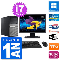 PC Tour Dell 9020 Ecran 22" Intel i7-4770 RAM 16Go Disque 1To Windows 10 Wifi · Occasion 