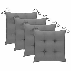 Avis Maison Chic Lot de 4 Chaises de jardin,Fauteuil d'extérieur avec coussins gris Bois de teck massif -MN55931