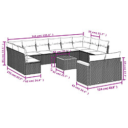 Avis vidaXL Salon de jardin avec coussins 13 pcs noir résine tressée