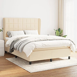 vidaXL Sommier à lattes de lit avec matelas Crème 140x190 cm Tissu 