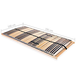 vidaXL Sommier à lattes sans matelas avec 42 lattes 7 zones 100x200 cm pas cher