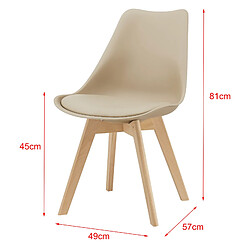 Lot de 6 Chaises de Salle à Manger Scandinave Siège Cuisine Plastique Similicuir Hêtre 81 x 49 x 57 cm Beige [en.casa]